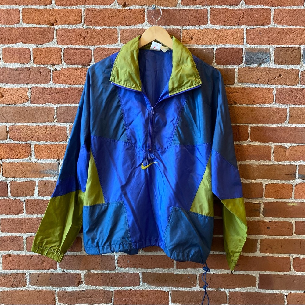 Vintage Nike Windbreaker Jacket, Men’s Small Medium, Blue Green Hooded Coat